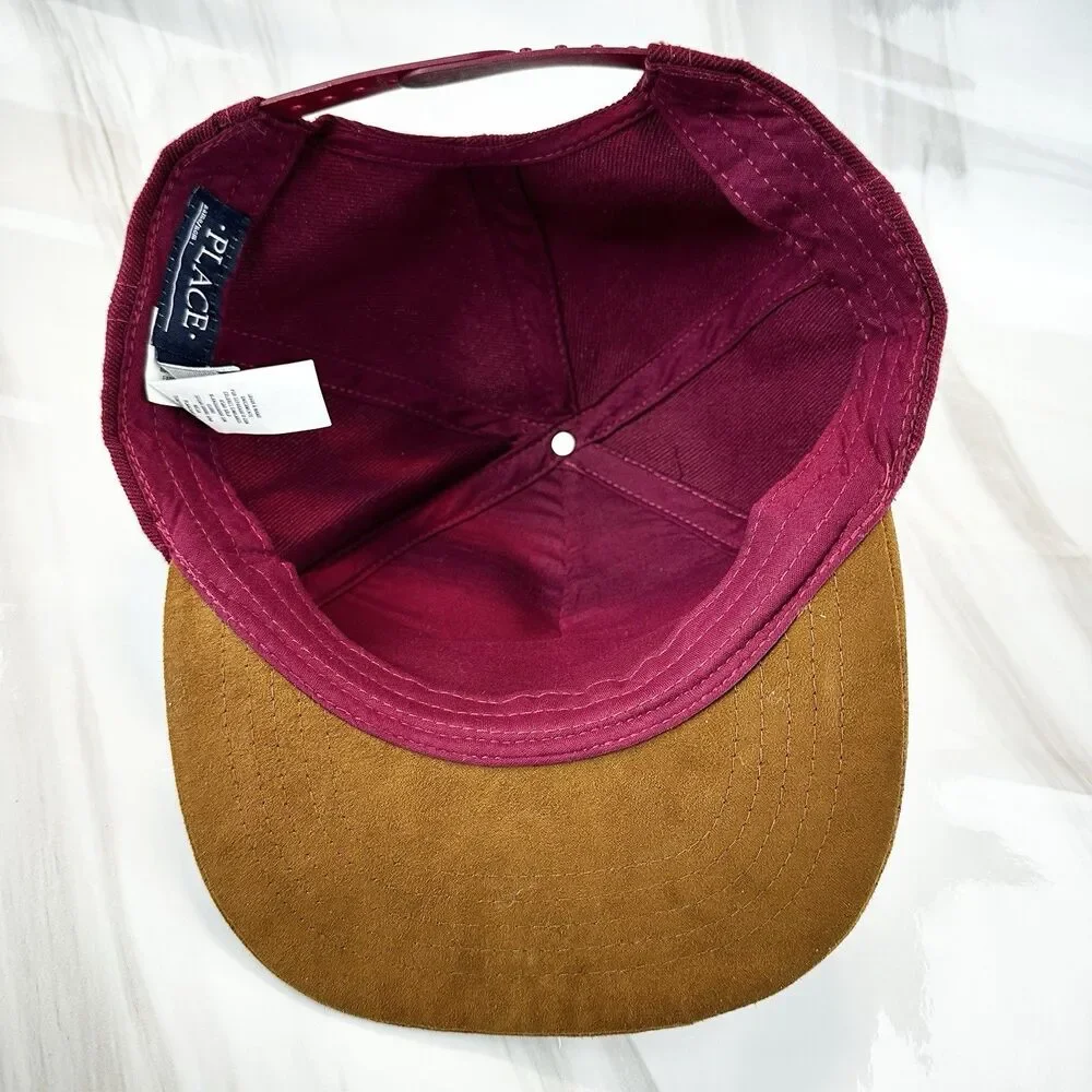 The Children's Place #Epic Snapback Ball Cap Burgundy Brown Suede Bill L/XL 8+